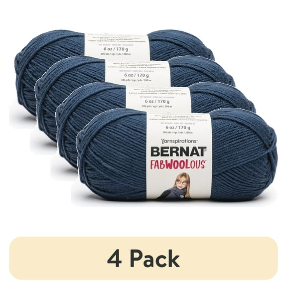 (4 pack) Spinrite Bernat Fabwoolous Yarn-Navy