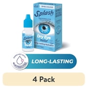 4 pack Splash Tears Long Lasting Artificial Tears, Moisturizing Eye Drops for Dryness, Grittiness, Irritation, Daily Use 0.5 Fl Oz