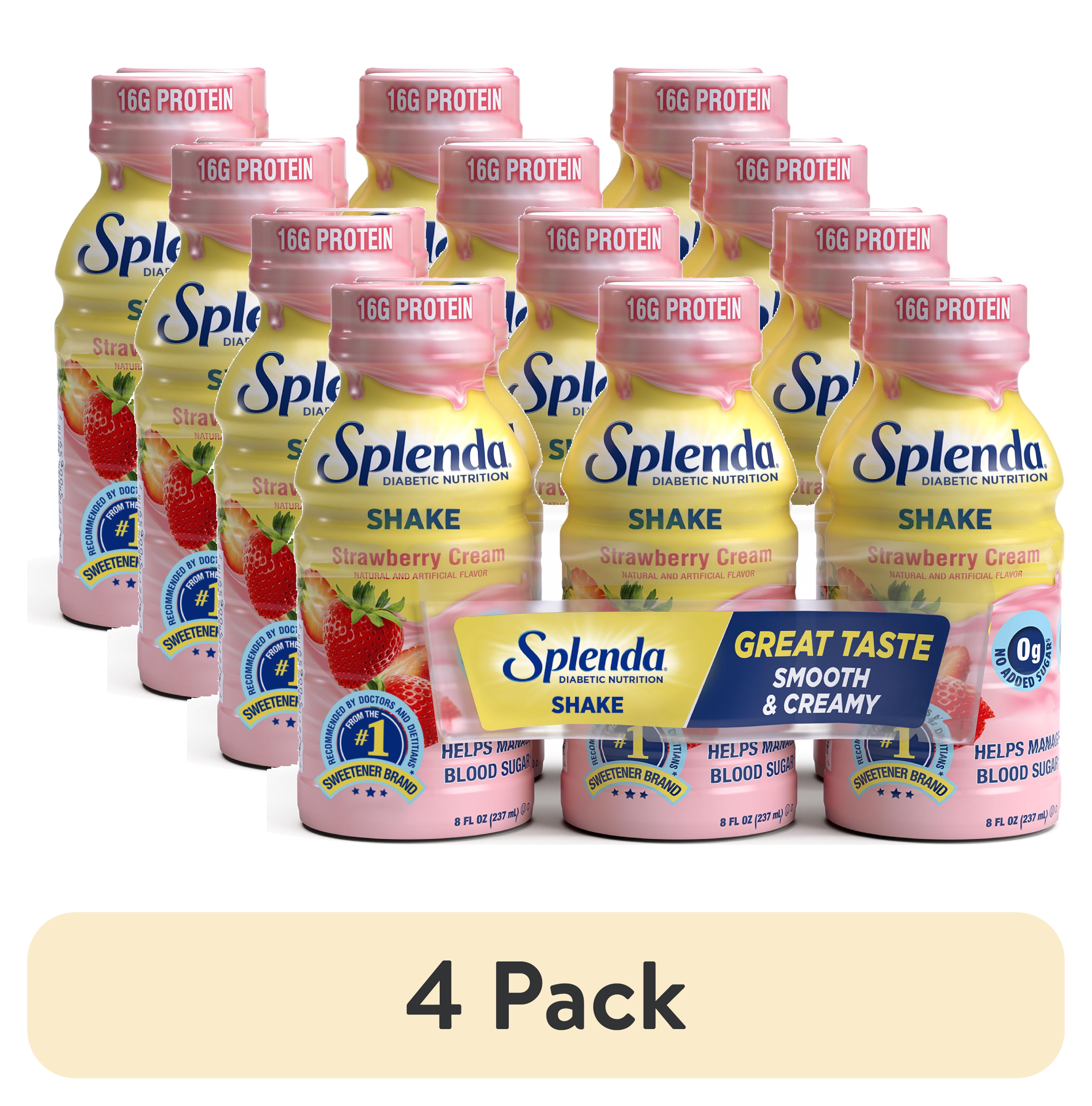 (4 pack) Splenda Diabetes Care Shake, Strawberry Cream, 8oz, 24ct, To Help Manage Blood Sugar