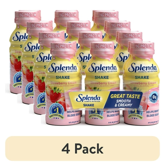 (4 pack) Splenda Diabetes Care Shake, To help manage blood sugar, 8oz Strawberry Cream 24ct