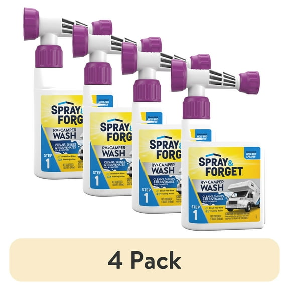 (4 pack) Spray & Forget RV & Camper Cleaner with Hose End Adapter - 1 Quart