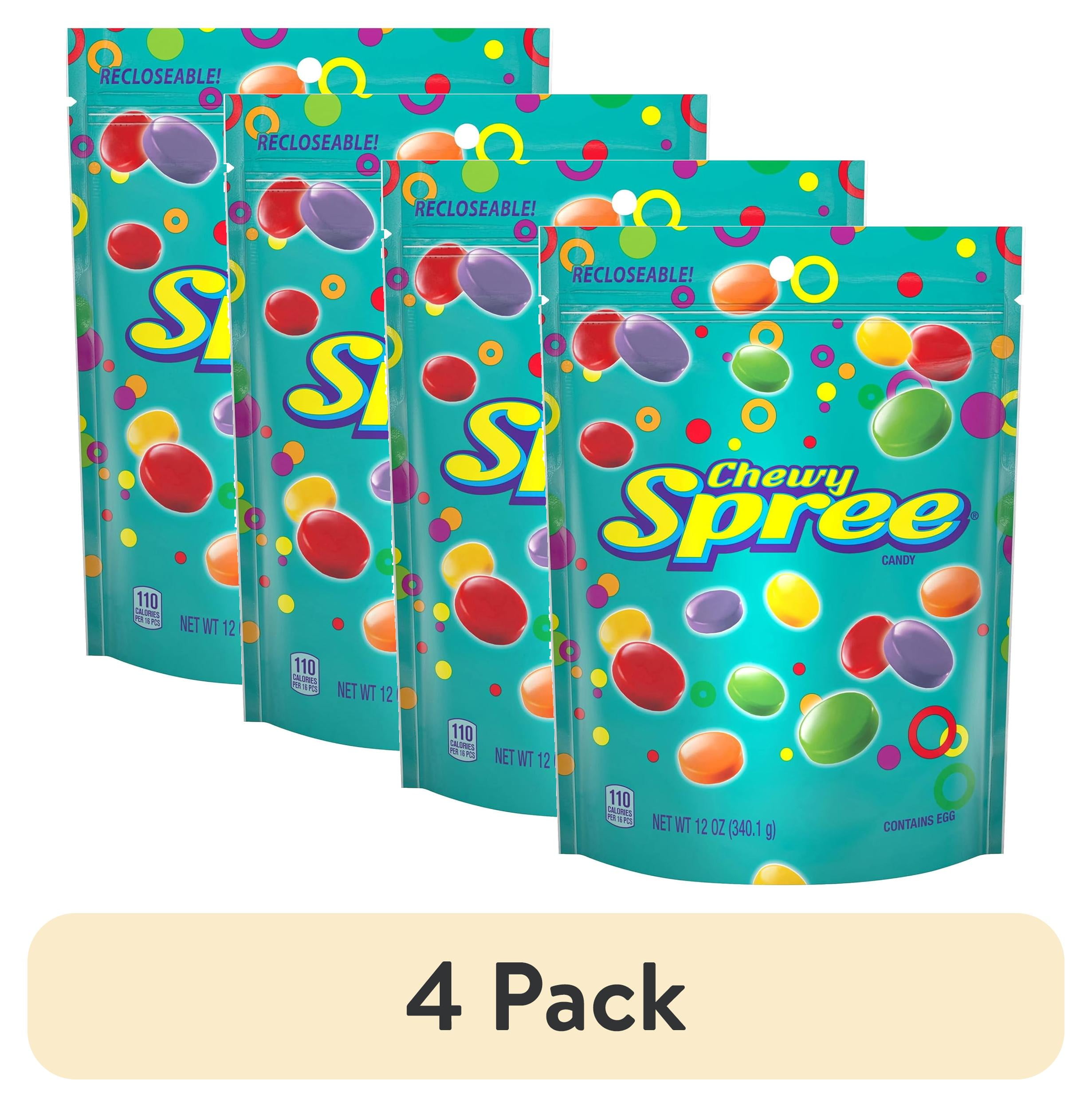 (4 pack) Spree Chewy Candy Bag, 12 oz