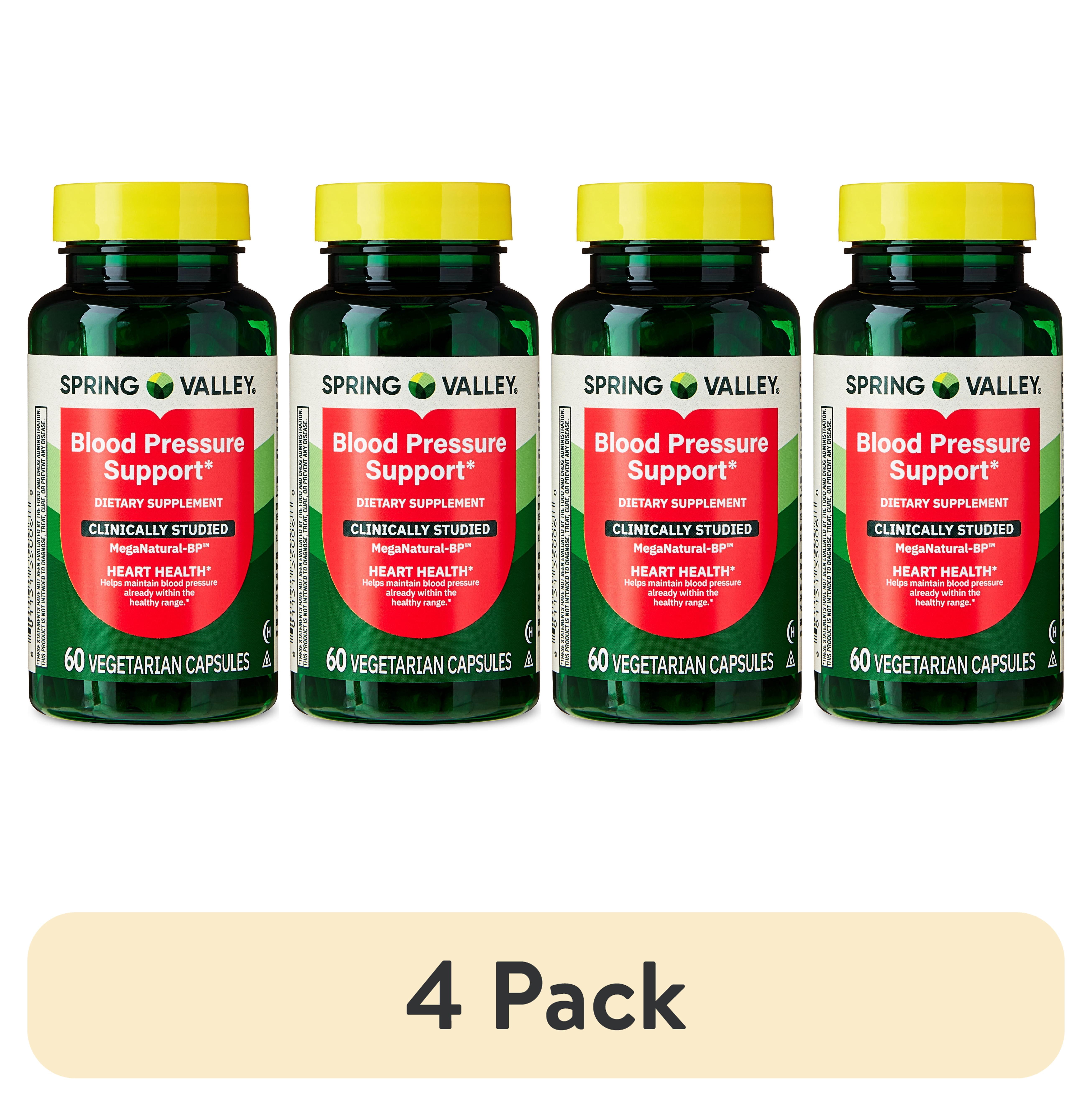 (4 pack) Spring Valley Blood Pressure Support Dietary Supplement Vegetarian Capsules for Heart Health, 60 Count