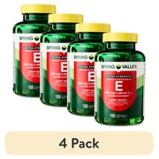 4 pack Spring Valley Extra Strength Water Dispersible Vitamin E Supplement Softgels for Heart Health, 450 mg 1,000 IU, 100 Count