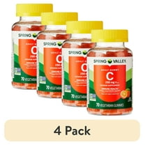 (4 pack) Spring Valley Vitamin C Supplement, Orange Flavor, 250 mg, 70 Count, Gummies for Immune Health