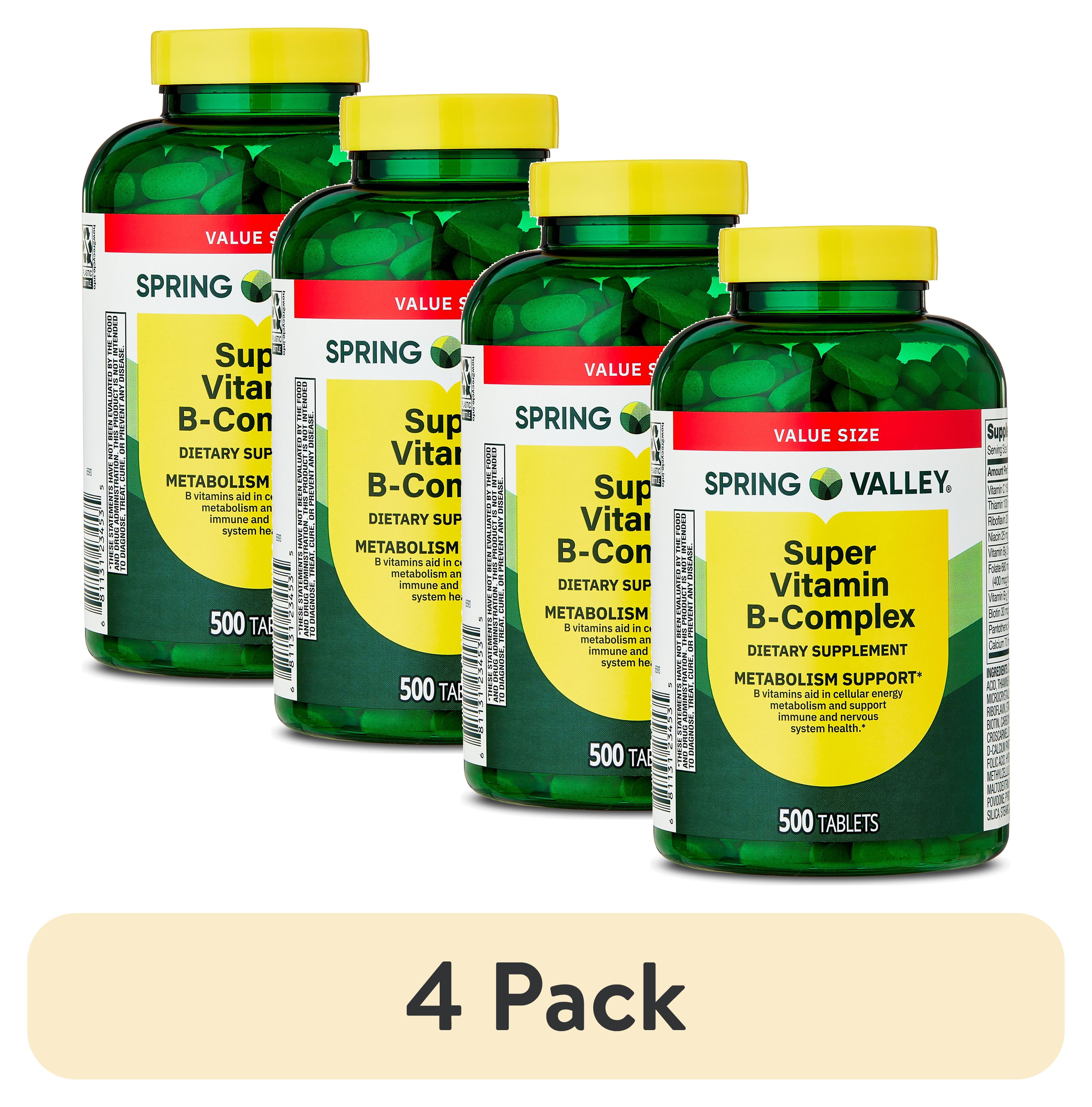4 pack) Spring Valley Extra Strength Vitamin B12 Supplement