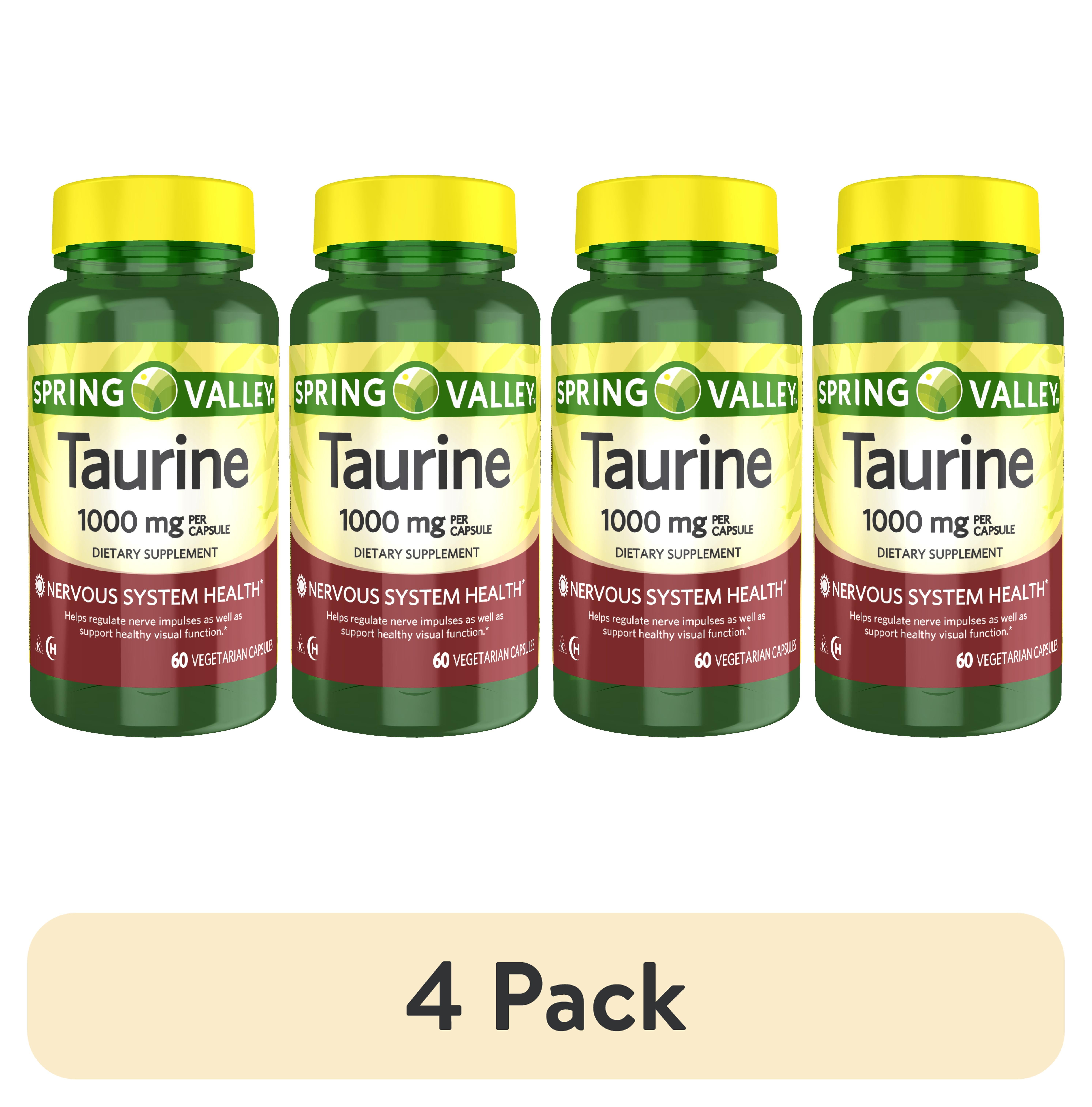 (4 pack) Spring Valley™ Taurine 1,000 mg, Double Strength, 60 Vegetarian Capsules