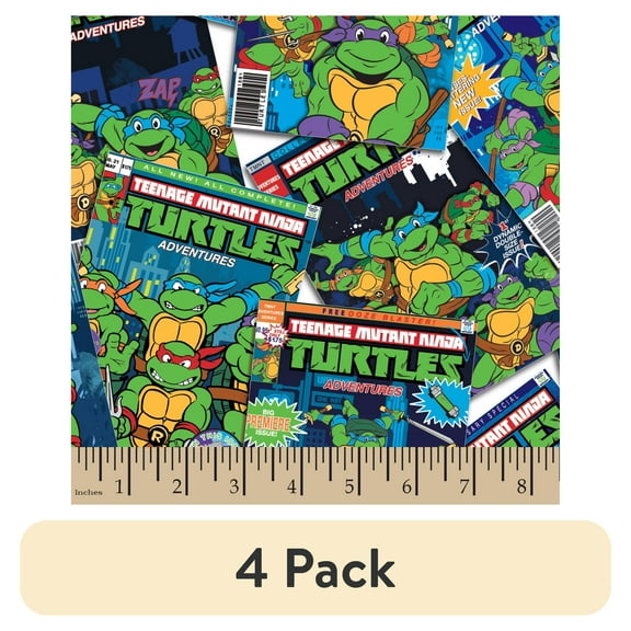 (4 pack) Springs Creative Nickelodeon Teenage Mutant Ninja Turtles Comics Cotton Fabric 18" x 22" Precut
