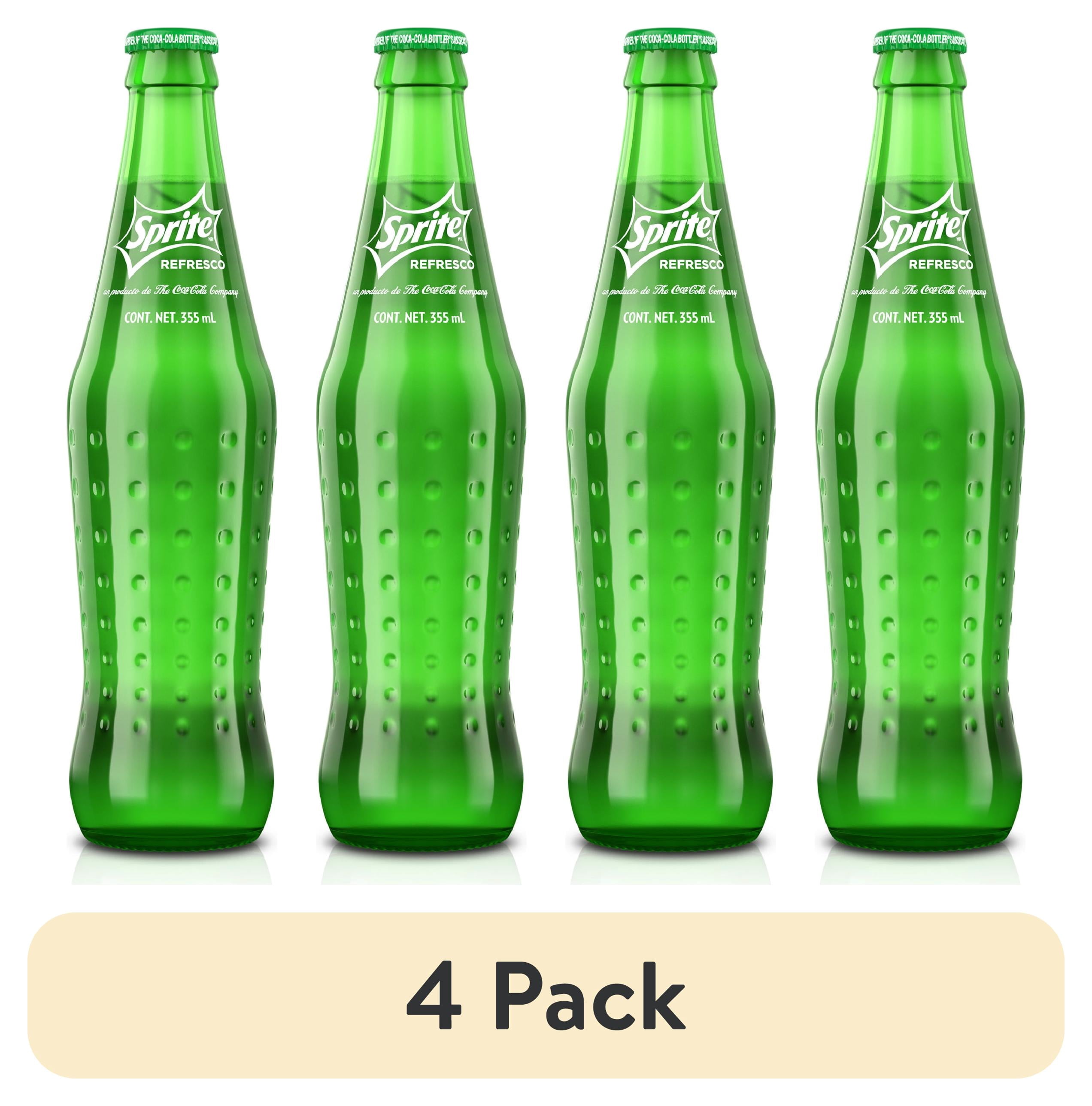 (4 pack) Sprite Lemon-Lime Caffeine Free Soda Pop Glass Bottle, 355 mL