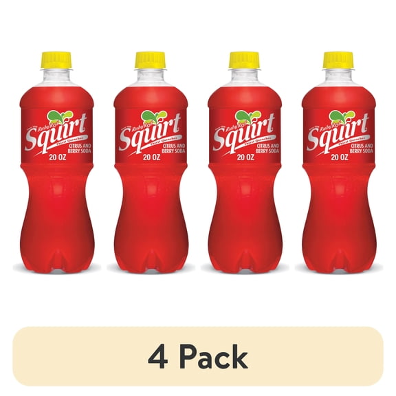 (4 pack) Squirt Ruby Red Grapefruit Soda Pop, 20 fl oz, Bottle