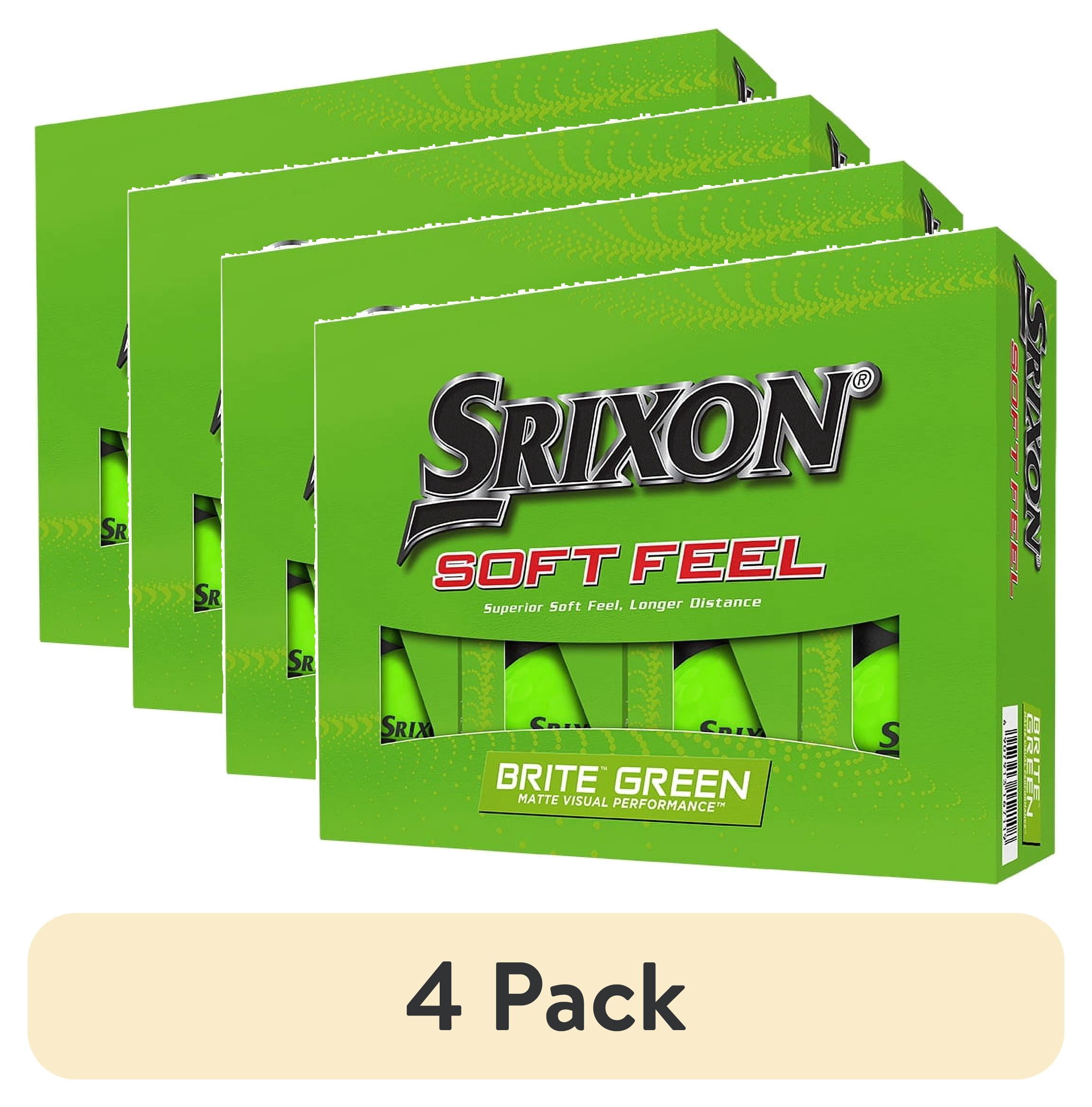 (4 pack) Srixon Soft Feel Longer Distance Golf Balls, Green Dimple Design, 145 lb