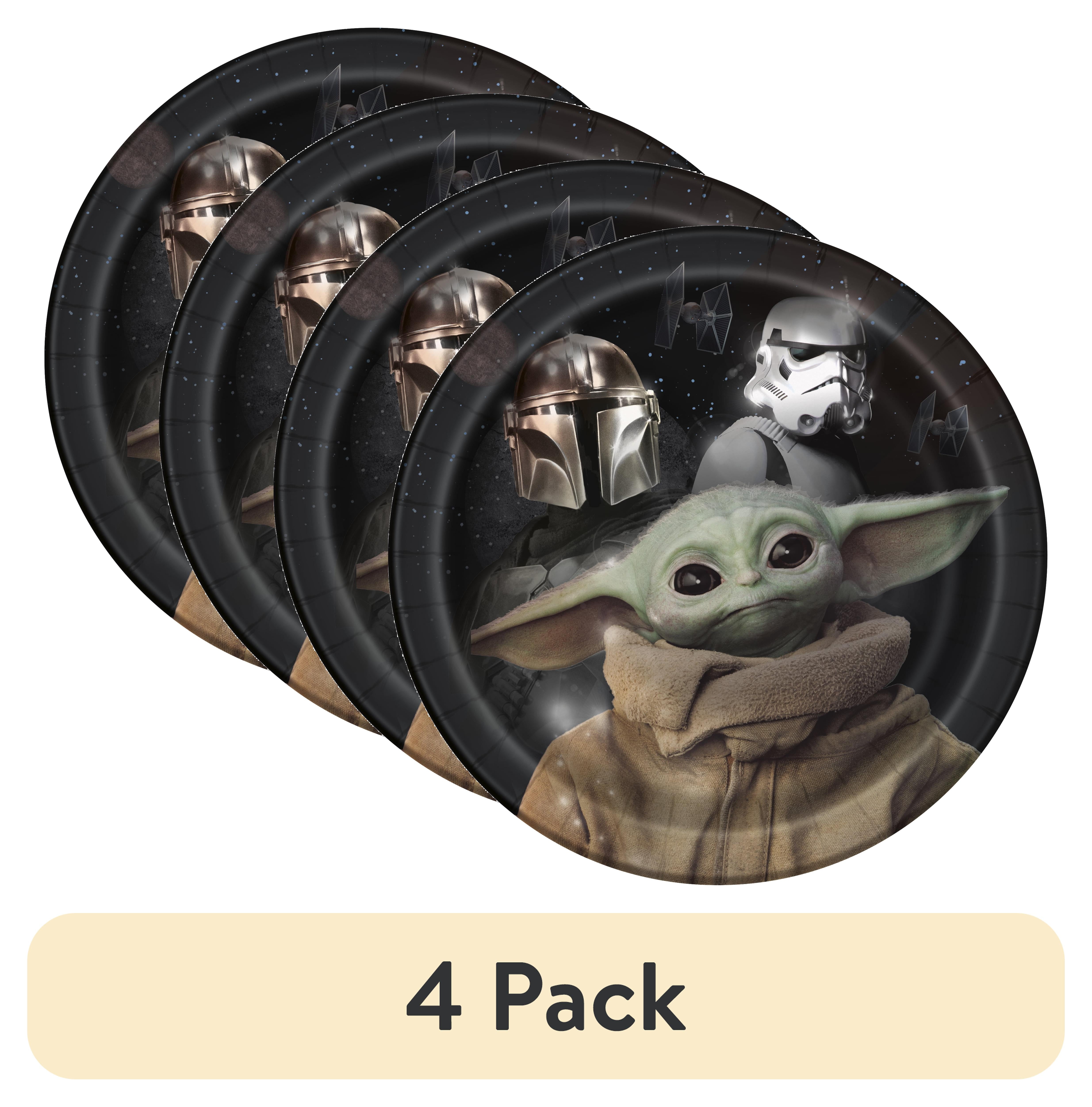(4 pack) Star Wars The Mandalorian The Child Baby Yoda Birthday Paper Dinner Plates, 9in, 8ct