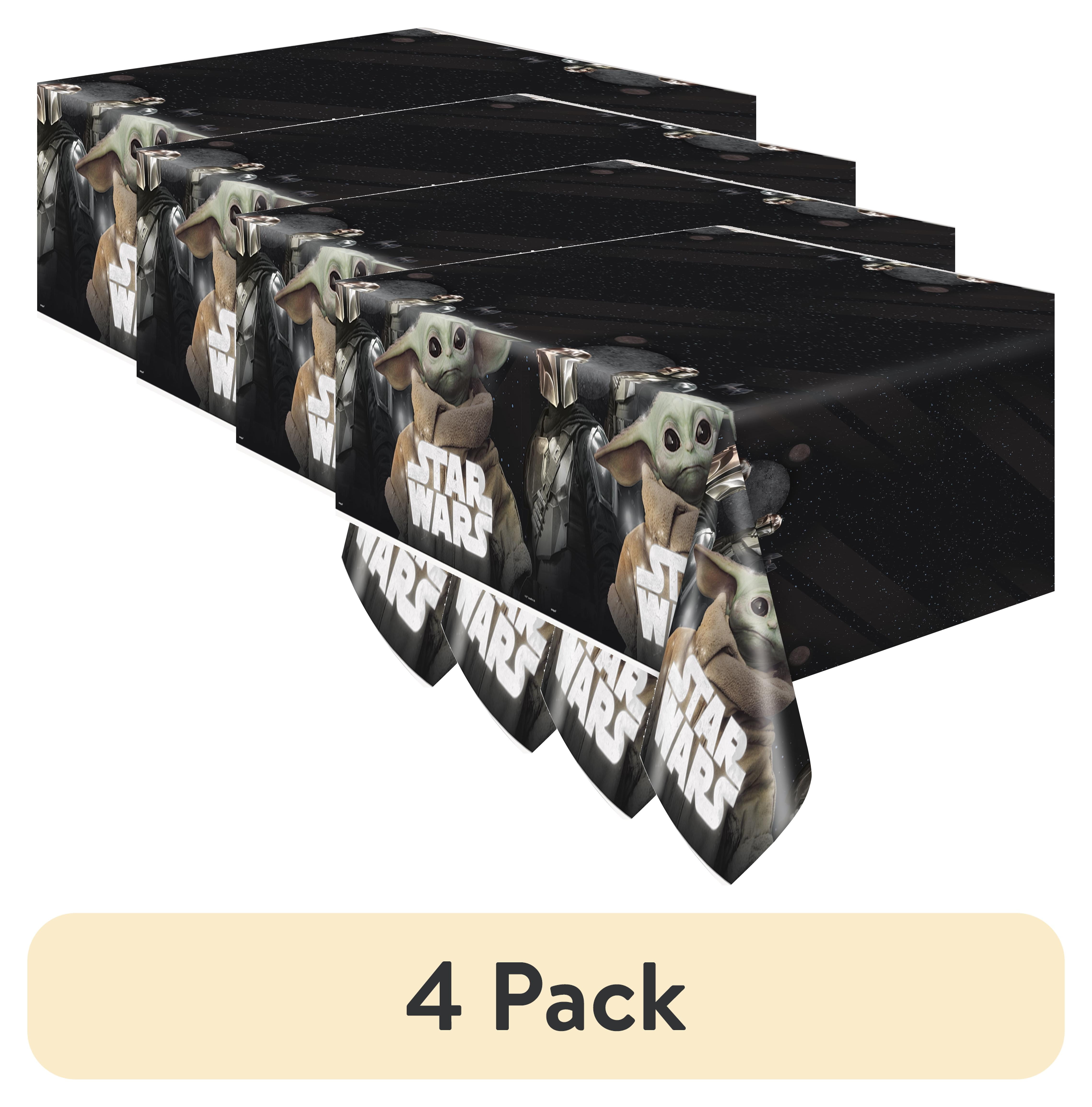 (4 pack) Star Wars The Mandalorian The Child Baby Yoda Birthday Plastic Party Tablecloth, 84in x 54in
