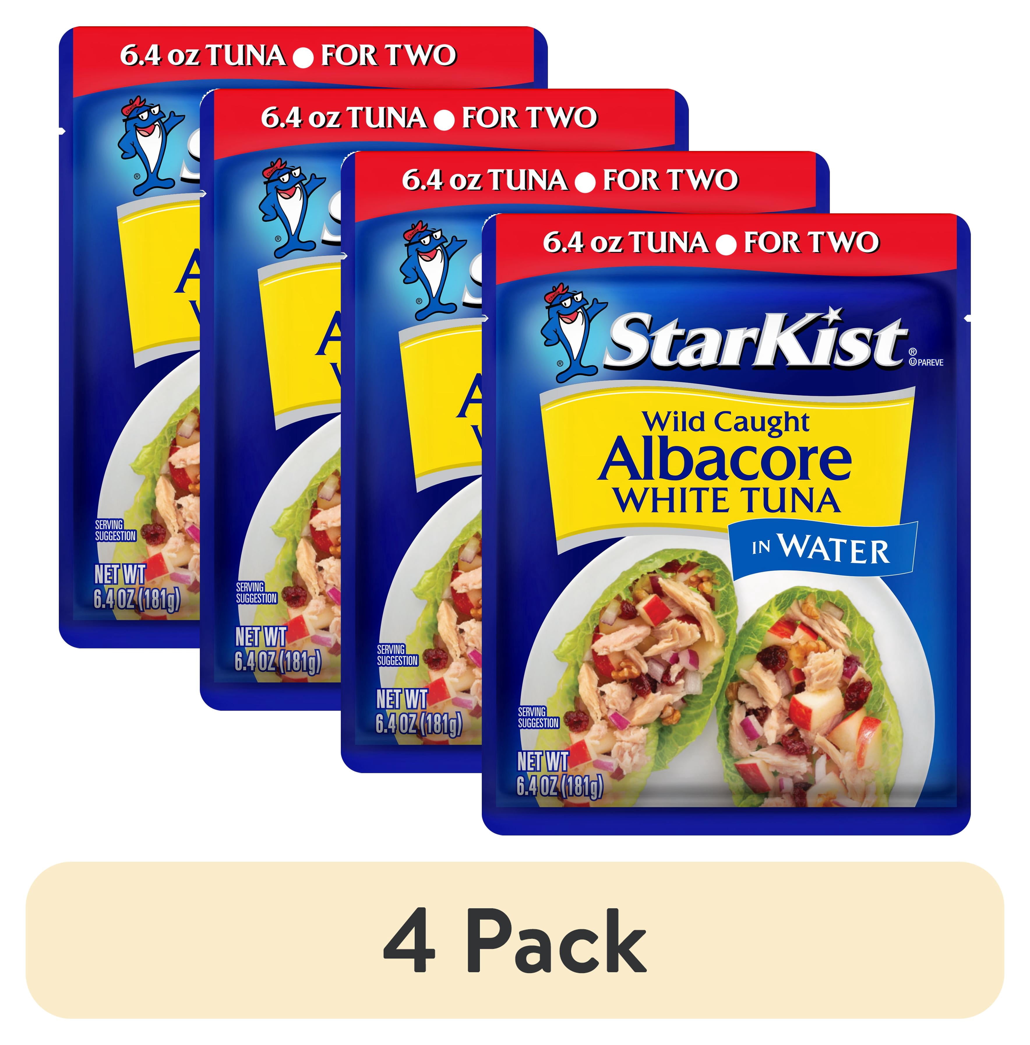 (4 pack) StarKist Albacore White Tuna in Water, 19g Protein, 6.4 oz Pouch