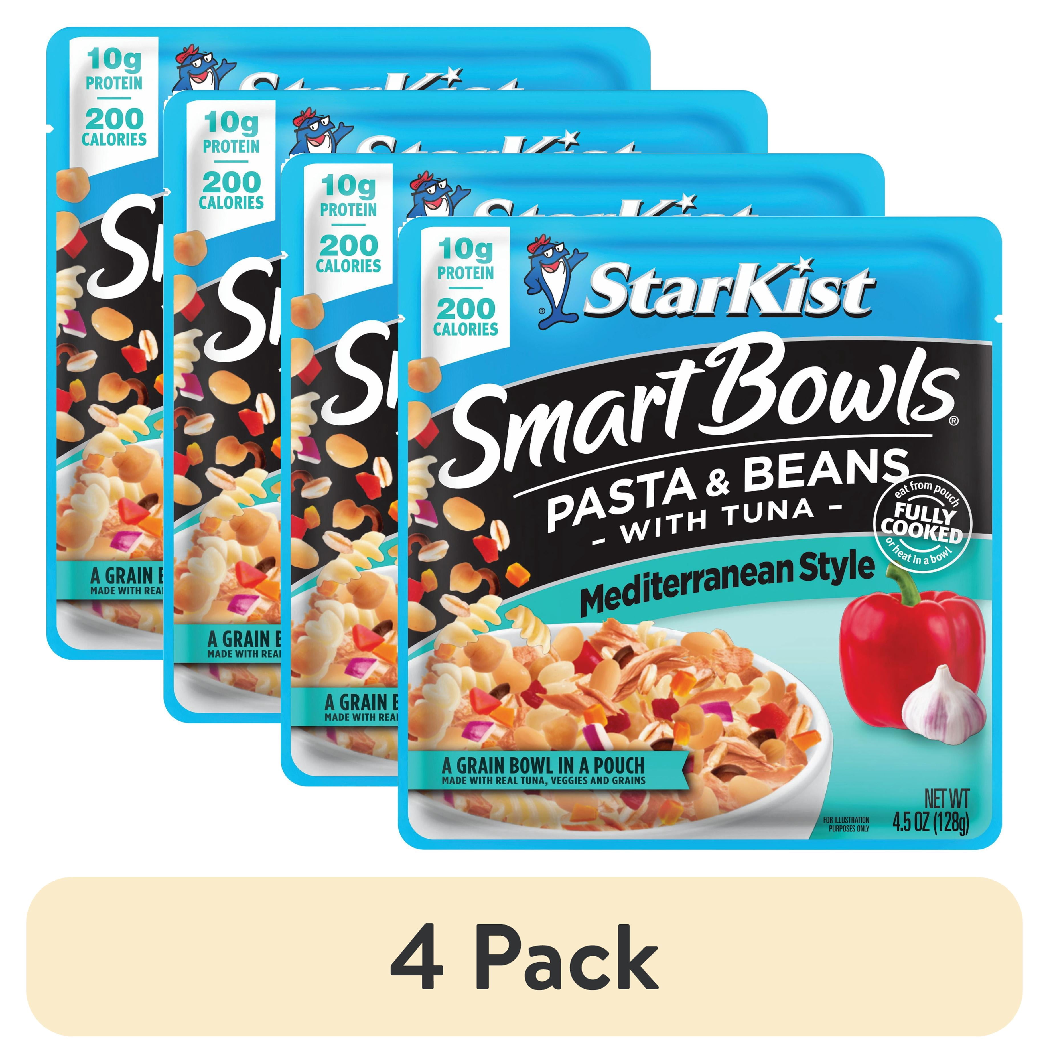 (4 pack) StarKist Smart Bowls with Tuna, Pasta and Beans, Mediterranean, 10g Protein, 4.5 oz Pouch