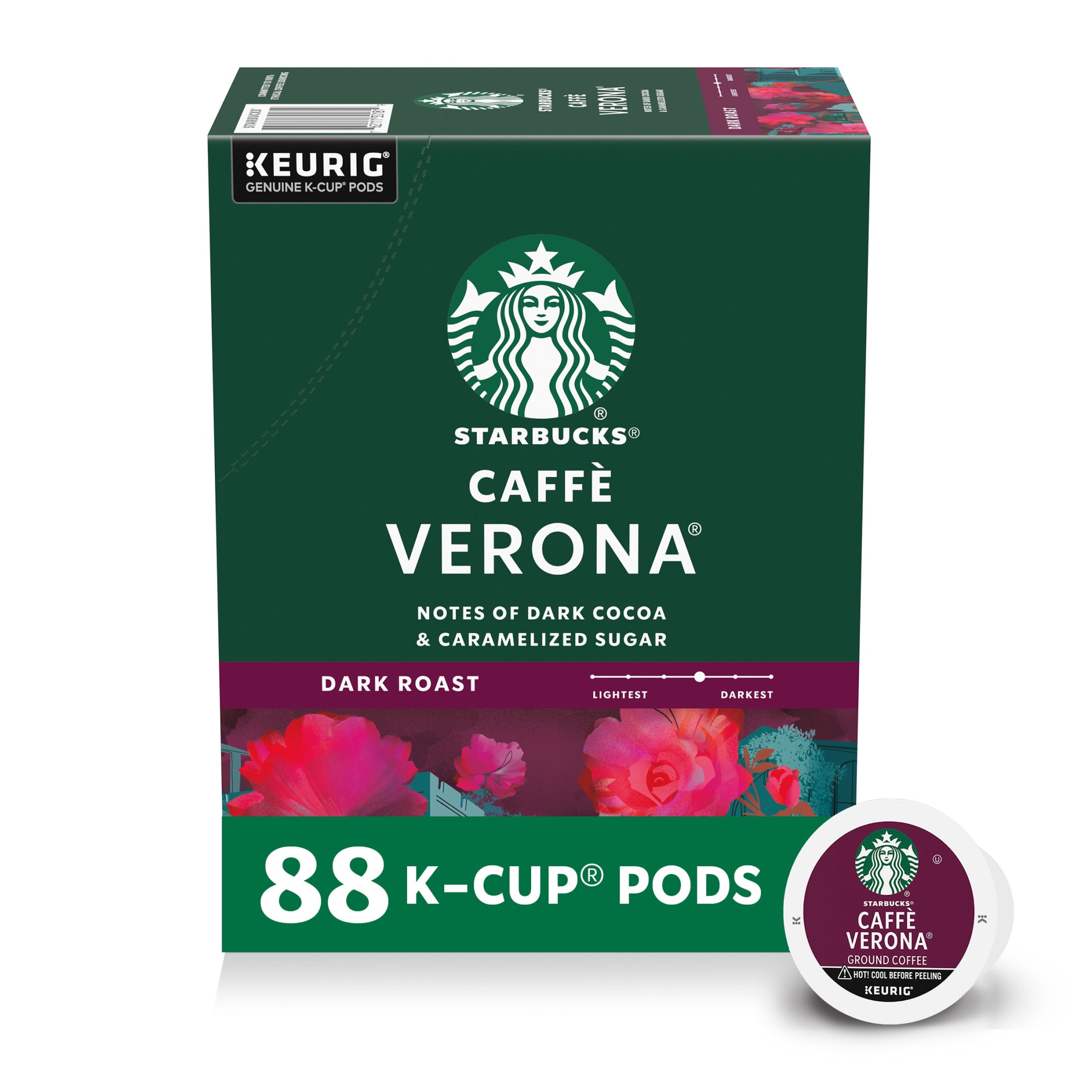 (4 pack) Starbucks Caffè Verona, Hot or Iced Coffee, Medium Roast K-Cup Coffee Pods, 22 Count​