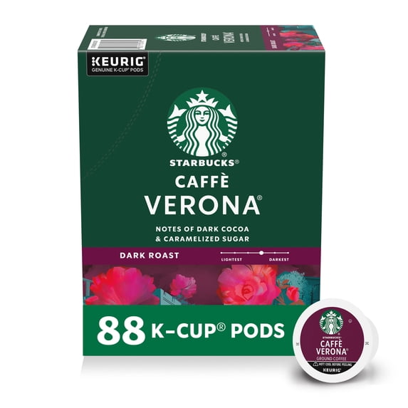 (4 pack) Starbucks Caffè Verona, Hot or Iced Coffee, Medium Roast K-Cup Coffee Pods, 22 Count