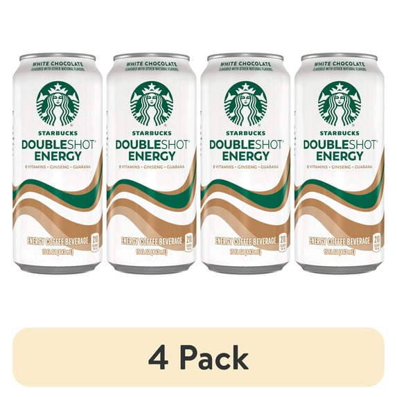 (4 pack) Starbucks Doubleshot Energy White Chocolate Coffee Energy Drink, 15 oz Can