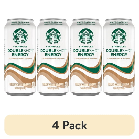(4 pack) Starbucks Doubleshot Energy White Chocolate Coffee Energy Drink, 15 oz Can