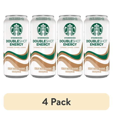 (4 pack) Starbucks Doubleshot Energy White Chocolate Coffee Energy Drink, 15 oz Can