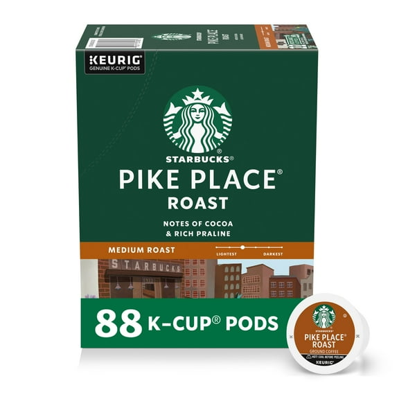 (4 pack) Starbucks Pike Place Roast, Hot or Iced Coffee, Medium Roast K-Cup Coffee Pods, 22 Count​