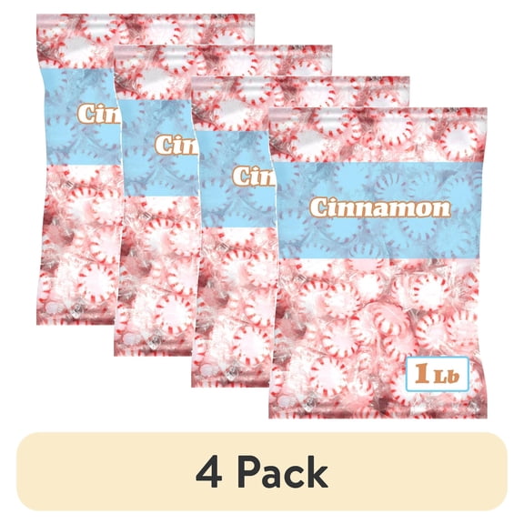 (4 pack) Starlight Peppermint Cinnamon Candy, Individually Wrapped, 1 Pound Bag