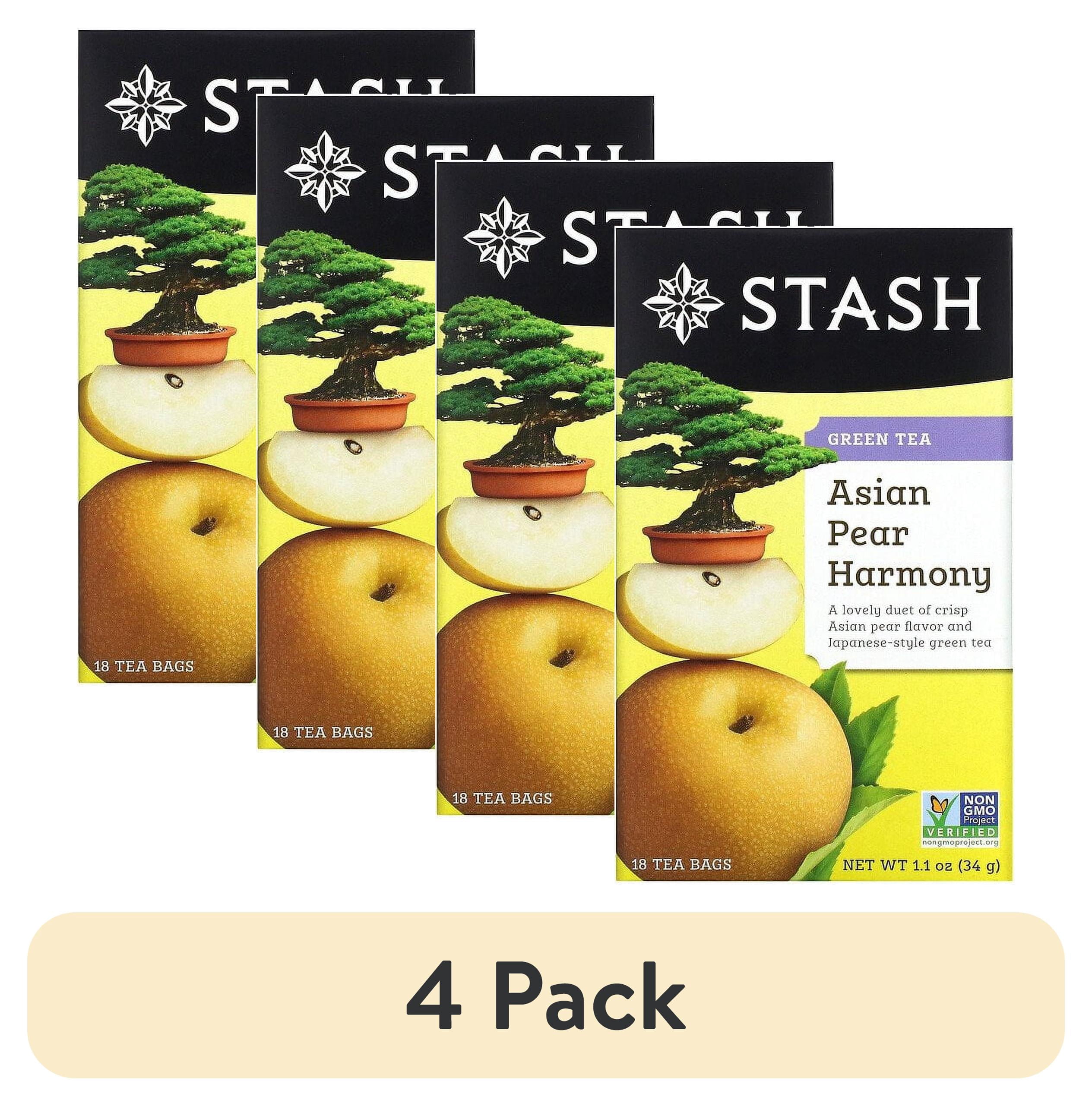 (4 pack) Stash Tea, Green Tea, Asian Pear Harmony, 18 Tea Bags, 1.1 oz (34 g)