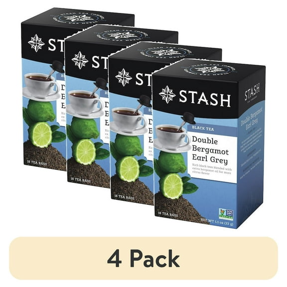 (4 pack) Stash Tea Uplifting Double Bergamot Earl Grey Tea Bags, 18 Ct