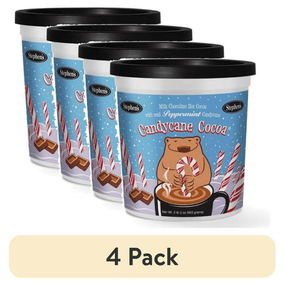 (4 pack) Stephen's Gourmet Candycane Hot Cocoa Powder Drink Mix Canister, 35 oz, Can