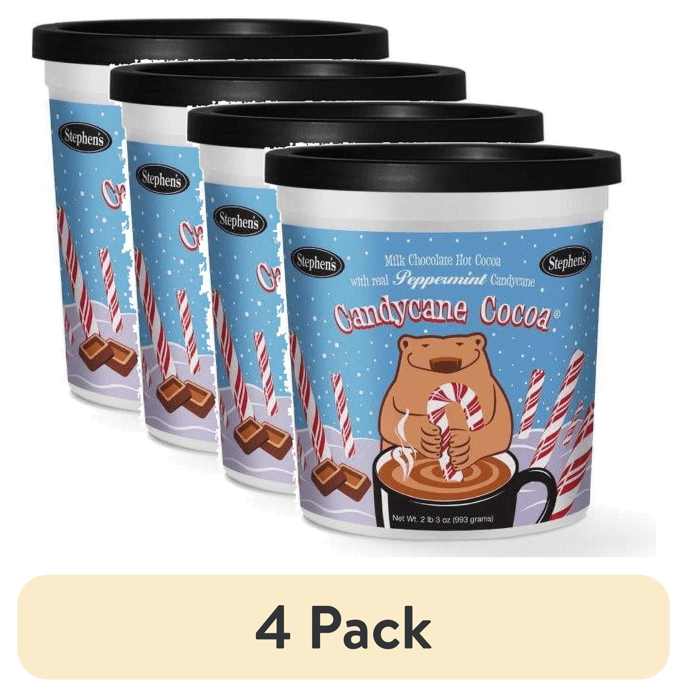 (4 pack) Stephen's Gourmet Candycane Hot Cocoa Powder Drink Mix Canister, 35 oz, Can