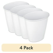 (4 pack) Sterilite 1.5 Gallon Oval Vanity Trash Can, Plastic, Bathroom, White