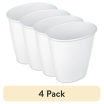 (4 pack) Sterilite 1.5 Gallon Oval Vanity Trash Can, Plastic, Bathroom, White