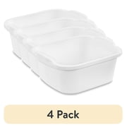 4 pack Sterilite 12 Qt. Dishpan, Multi-Purpose Plastic Wash Tub, Kitchen, Sink, White