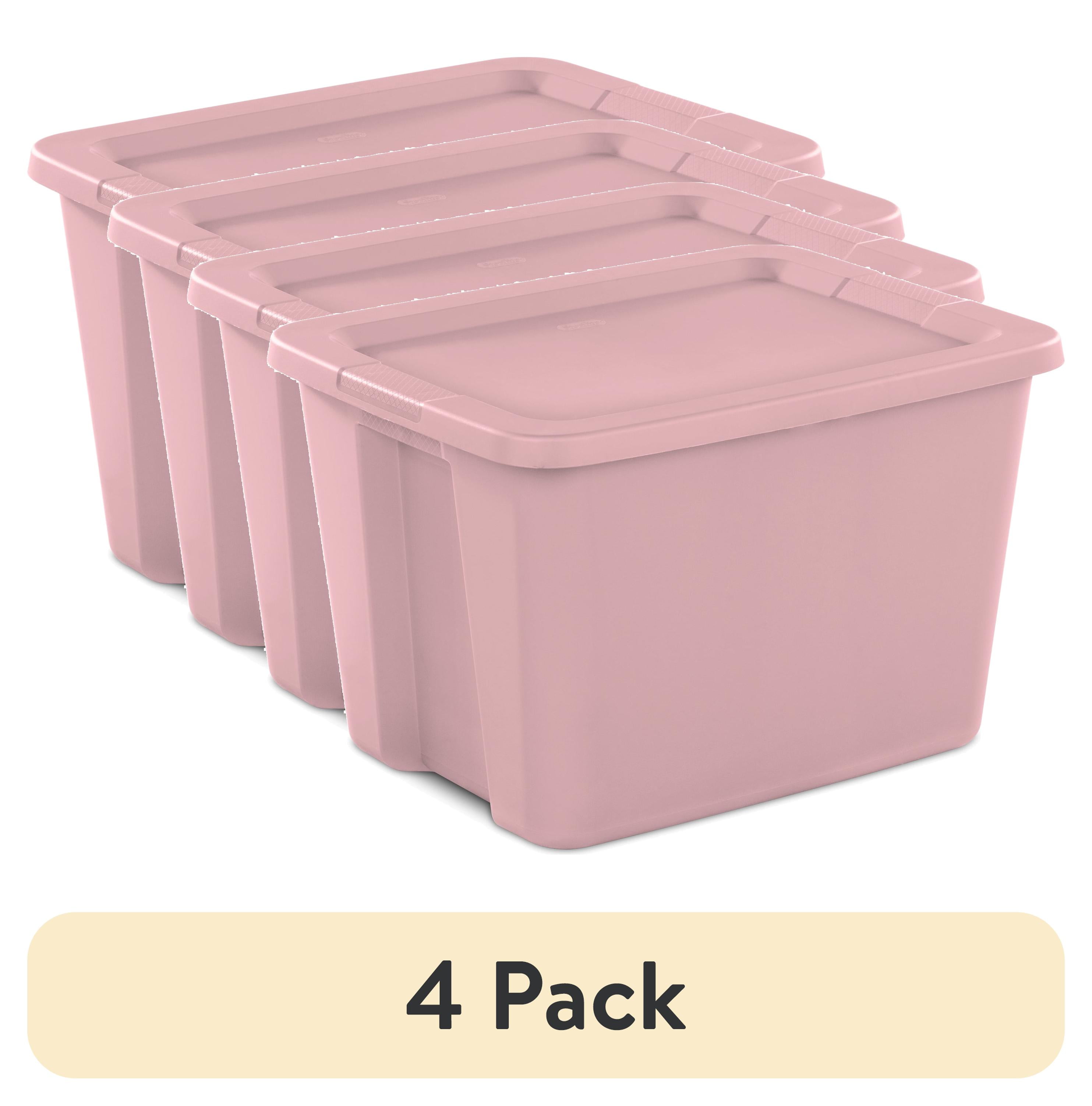 (4 pack) Sterilite Large Storage Bin, 18 Gallon Plastic Storage Container with SnapOn Lid, Light Pin(图1) (4 pack) Sterilite Large Storage Bin, 18 Gallon Plastic Storage Container with SnapOn Lid, Light Pin(图1)