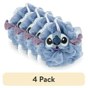 (4 pack) Stitch 3D Loofah, Kids, 5", Polyester, Blue, Disney