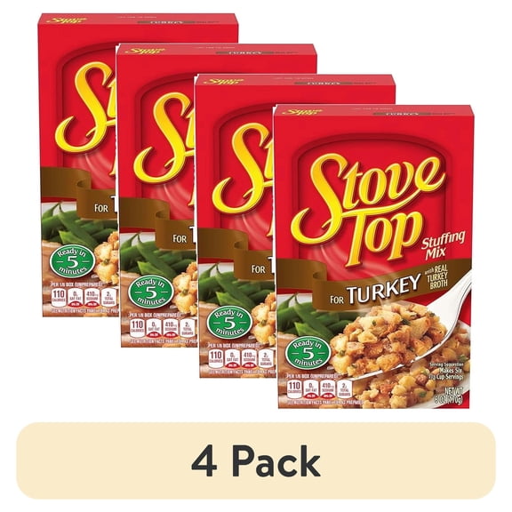 (4 pack) Stove Top Stuffing Mix for Turkey, 6 oz Box ( Pack of 2 )