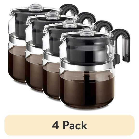 (4 pack) Stovetop Percolator Coffee Pot, Glass, 8 cup (40 oz) ?