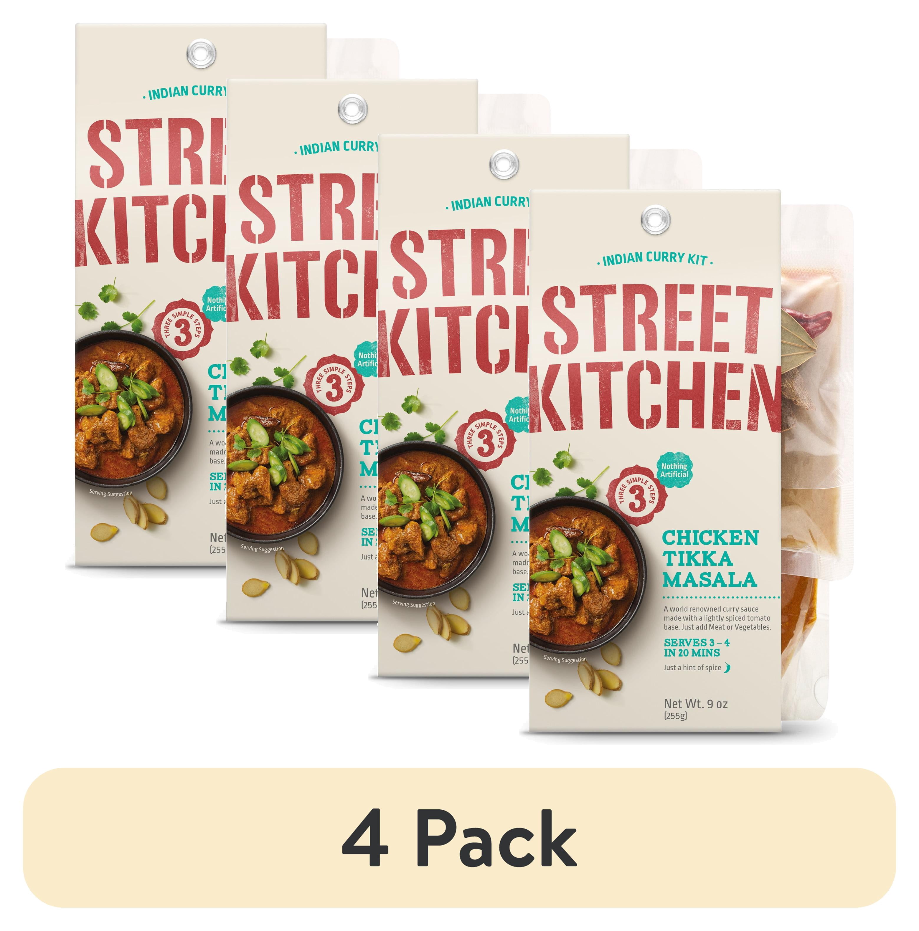 (4 pack) Street Kitchen Chicken Tikka Masala Indian Meal Kit, 9 oz, Shelf Stable