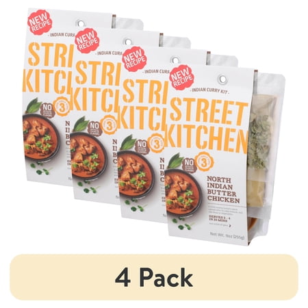 (4 pack) Street Kitchen Indian Butter Chicken Scratch Kit - 9 oz, Shelf Stable