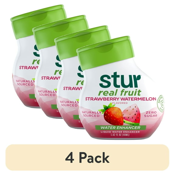 (4 pack) Stur Strawberry Watermelon Drink Mix, Liquid Water Enhancer, Sugar-Free, 1.62oz