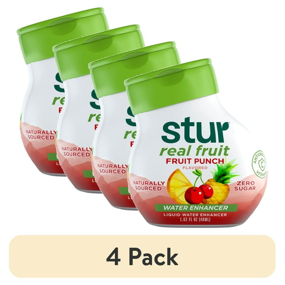 (4 pack) Stur Fruit Punch Drink Mix, Liquid Water Enhancer, Sugar-Free, 1.62oz
