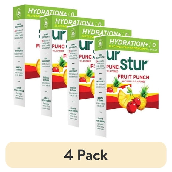 (4 pack) Stur Hydration+ Fruit Punch Electrolyte Drink Mix