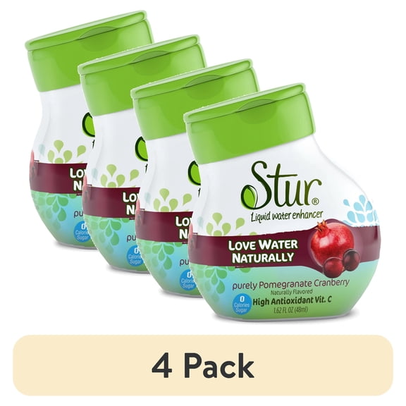 (4 pack) Stur Natural Liquid Water Enhancer, Pomegranate Cranberry (1 bottle, Makes 20 drinks)