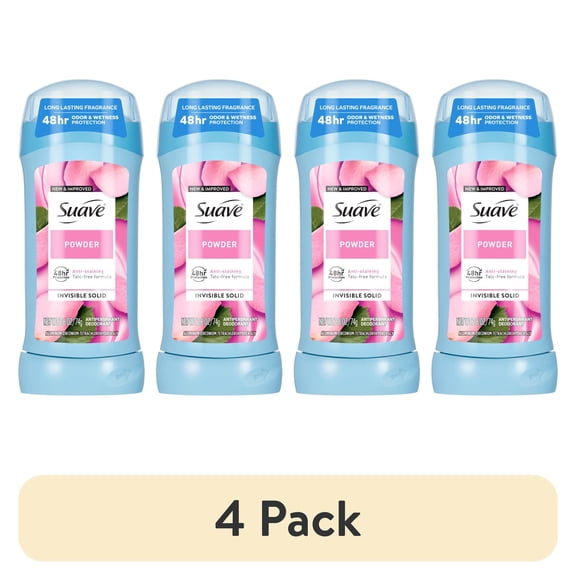 (4 pack) Suave Antiperspirant Deodorant For Women, 48hr Protection, Powder Scent, 2.6 oz
