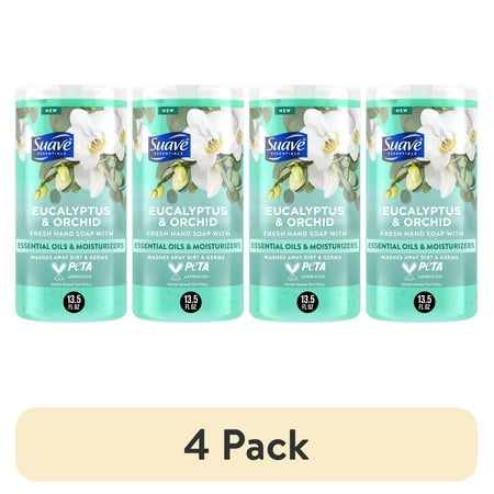 (4 pack) Suave Essentials Liquid Hand Soap, Refreshing Eucalyptus & Orchid, 13.5 fl oz