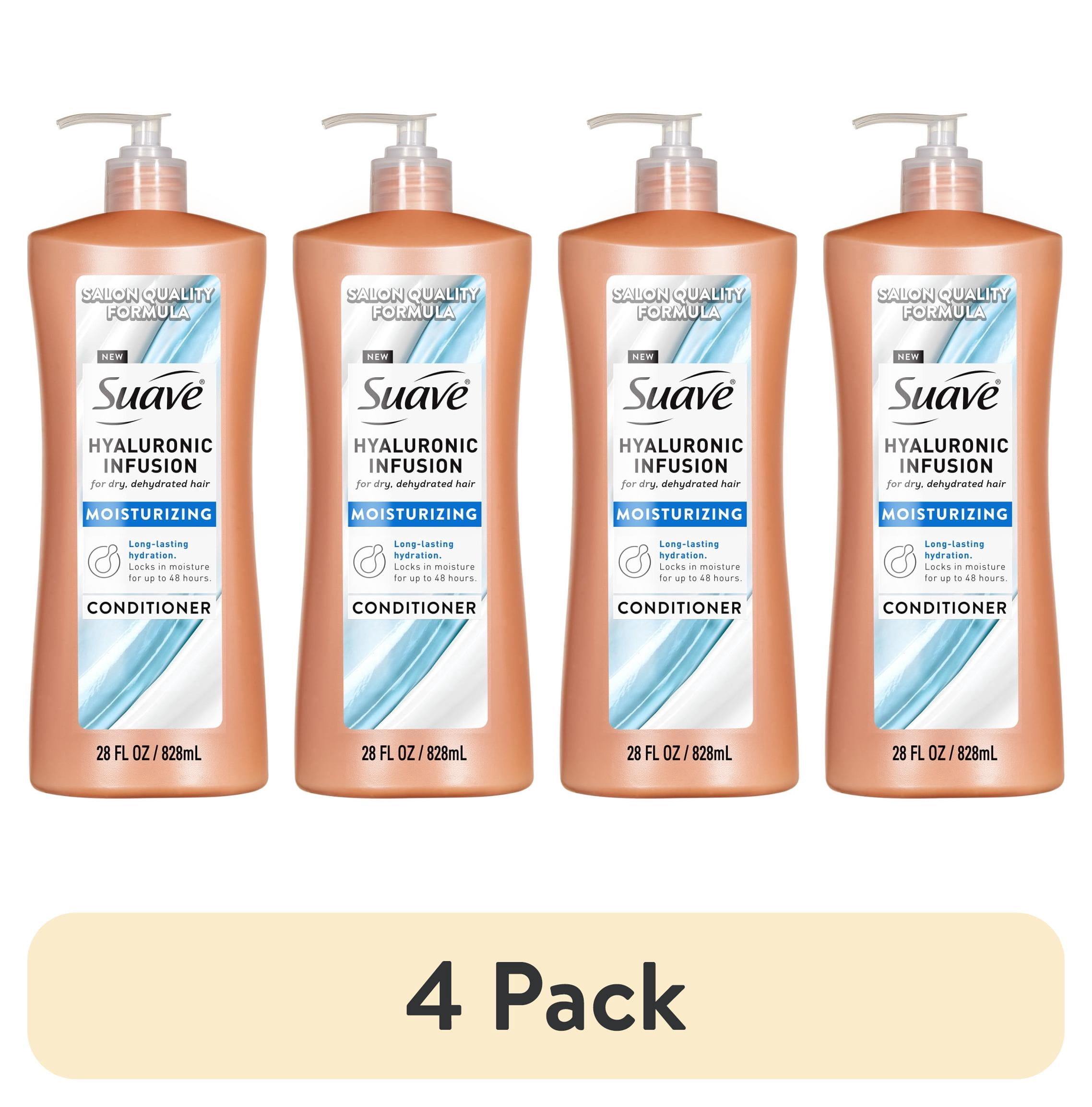 (4 pack) Suave Hyaluronic Infusion Moisturizing Conditioner, Hydrates Dry Hair with Hyaluronic Acid, 28 oz