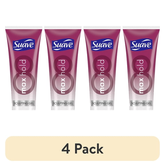 (4 pack) Suave Max Hold 8 Hair Styling Gel For Women, Frizz Control, Strong Hold, No Flaking, 9 OZ