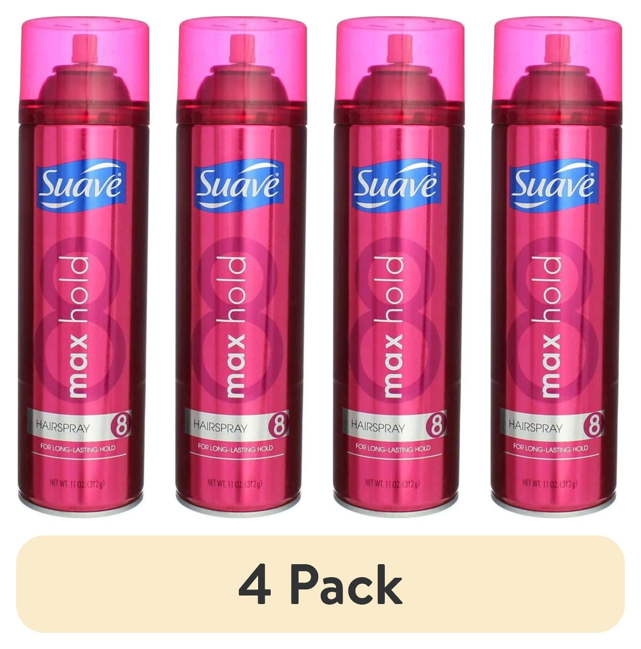 (4 pack) Suave Max Hold 8 Aerosol Hairspray For Women, Strong Hold For All Hair Types, 11 OZ