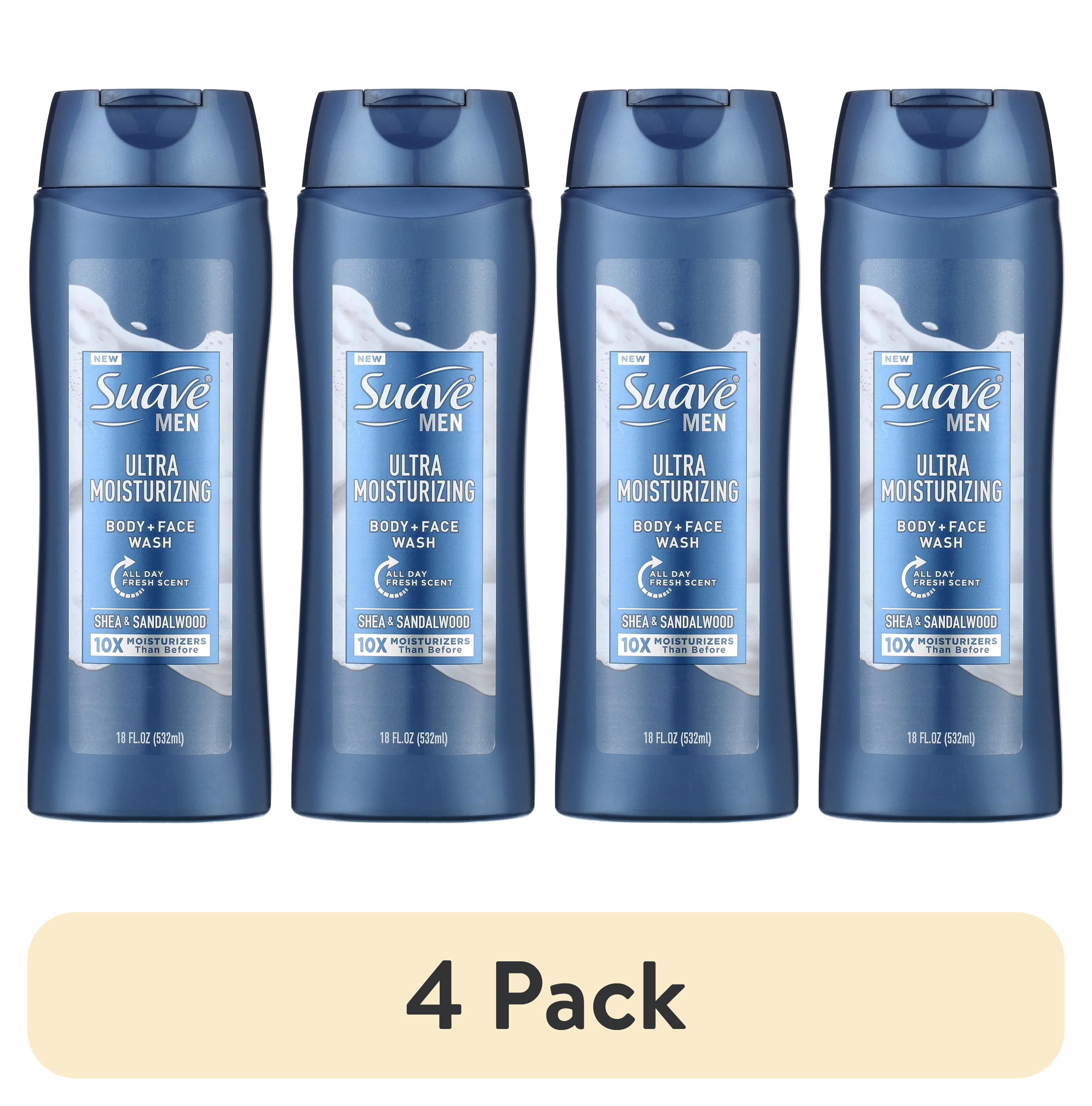 (4 pack) Suave Men Face & Body Wash, with Shea Butter & Coconut Oil, 18 oz
