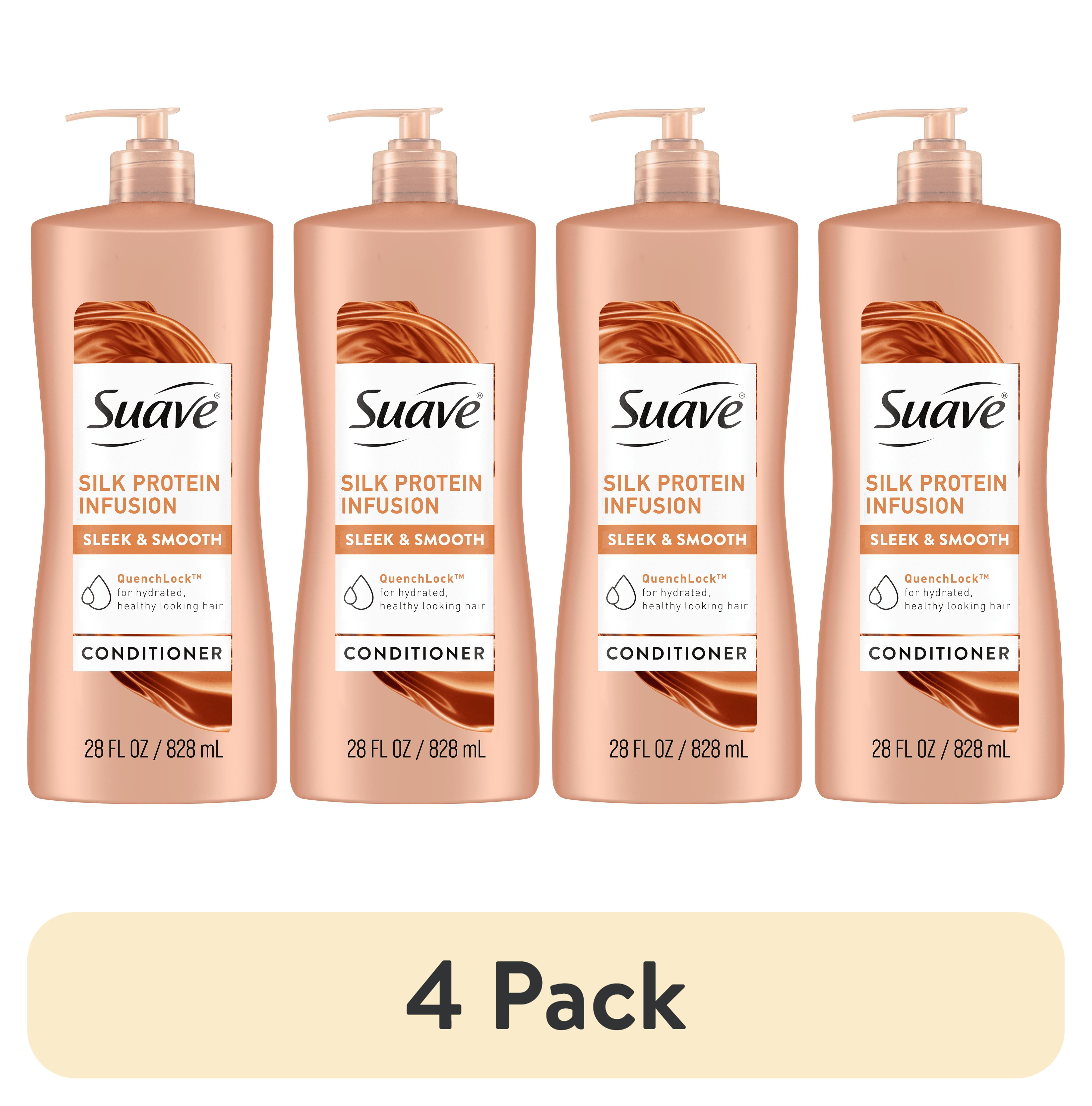 (4 pack) Suave Professionals Silk Protein Infusion Conditioner with Pump, Sleek & Smooth, 28 fl oz